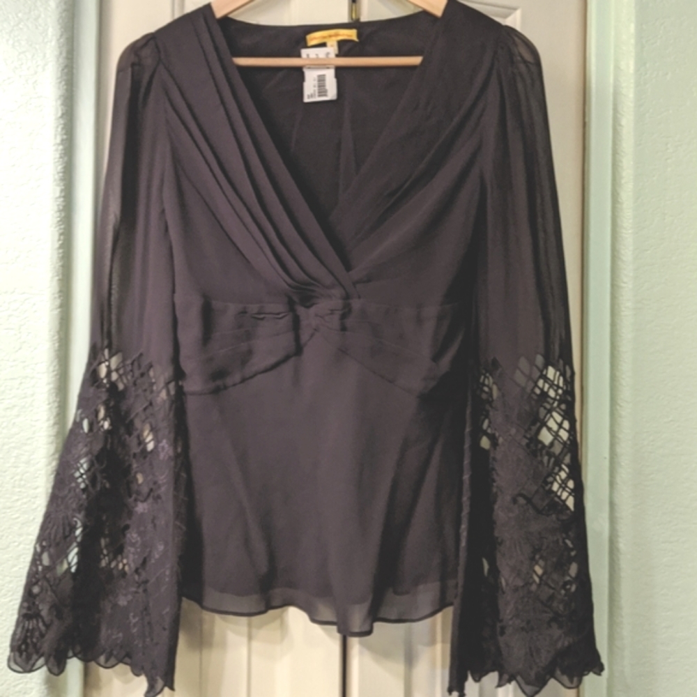 Catherine Malandrino Embroidered Silk Top NWT